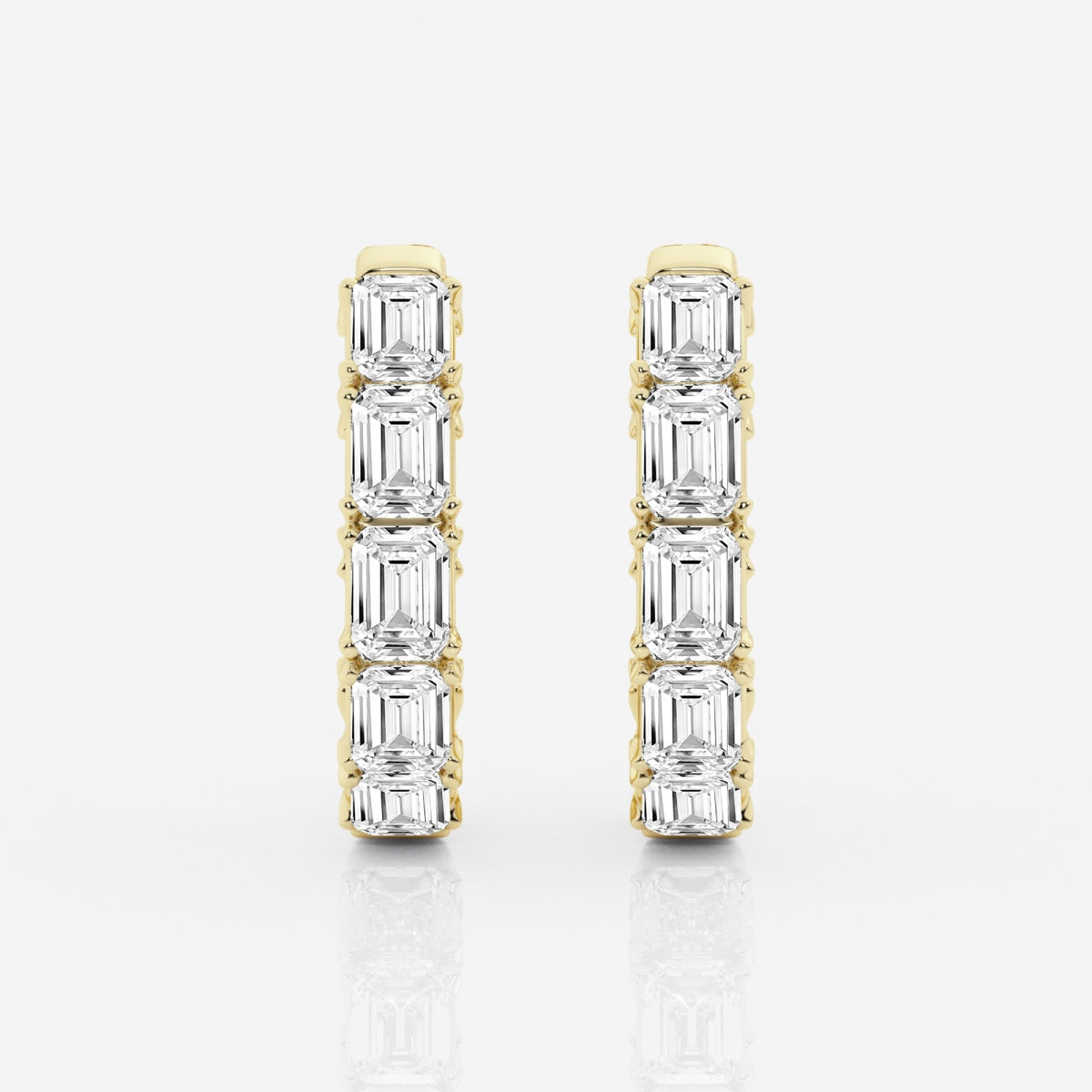 Emerald Moissanite Inside Out Hoop Earrings