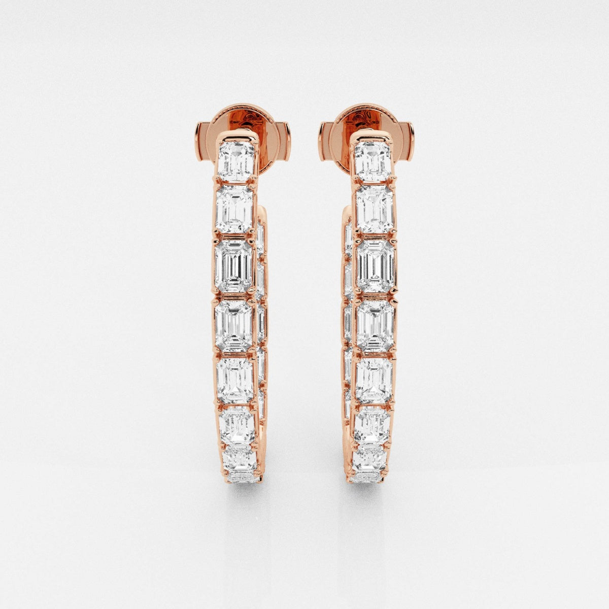 Emerald Moissanite Inside Out J Hoop Earrings