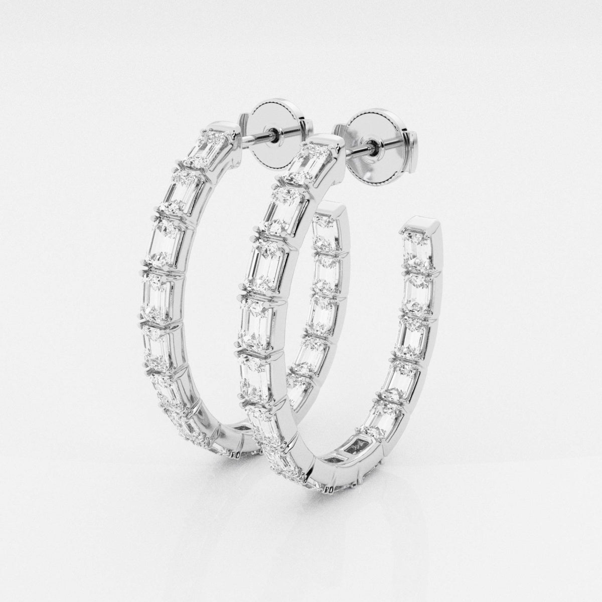 Emerald Moissanite Inside Out J Hoop Earrings