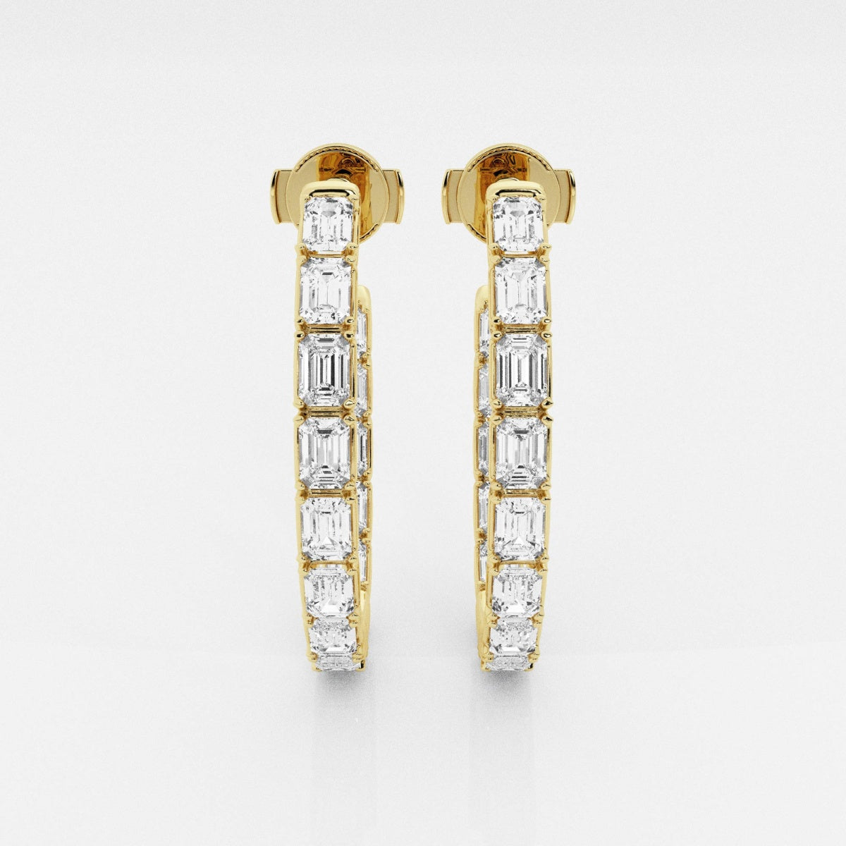 Emerald Moissanite Inside Out J Hoop Earrings