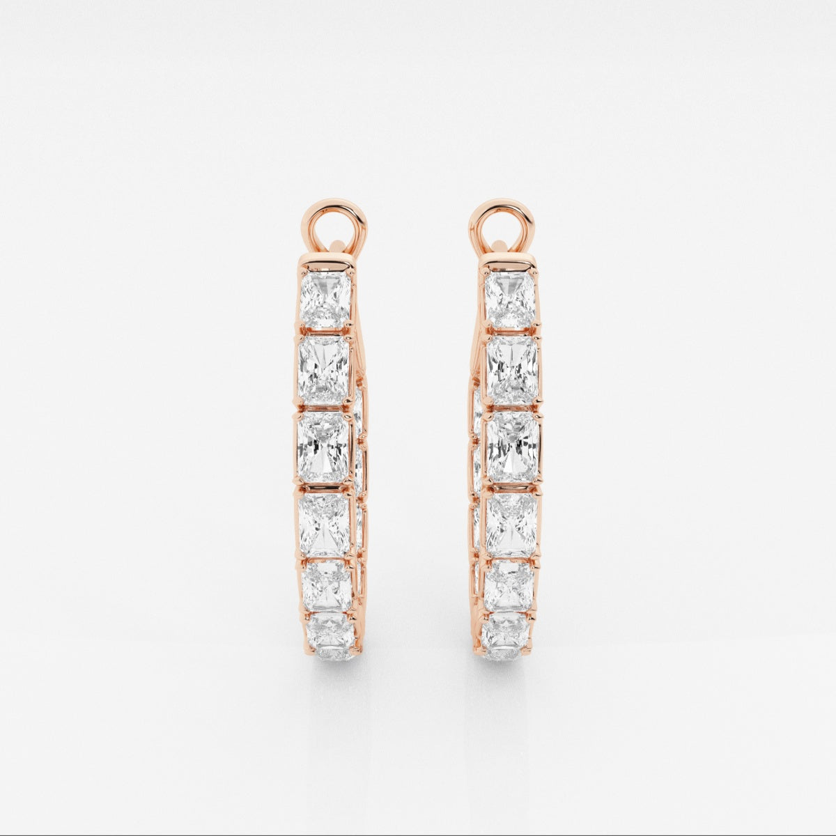 Emerald Moissanite Inside Out Hoop Earrings