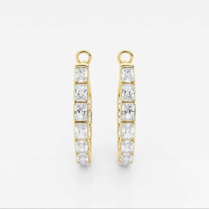 Emerald Moissanite Inside Out Hoop Earrings