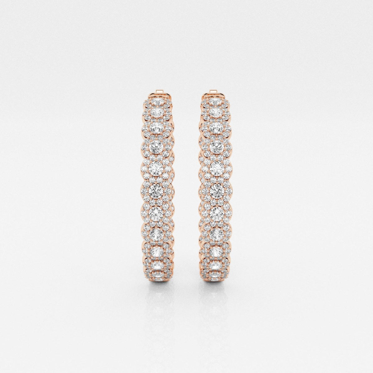 Round Moissanite Inside Out Halo Hoop Earrings