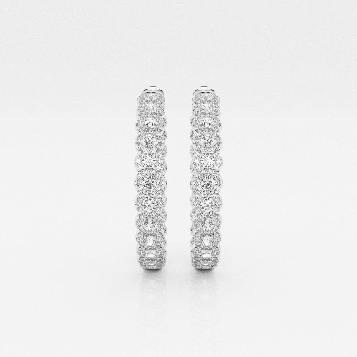 Round Moissanite Inside Out Halo Hoop Earrings