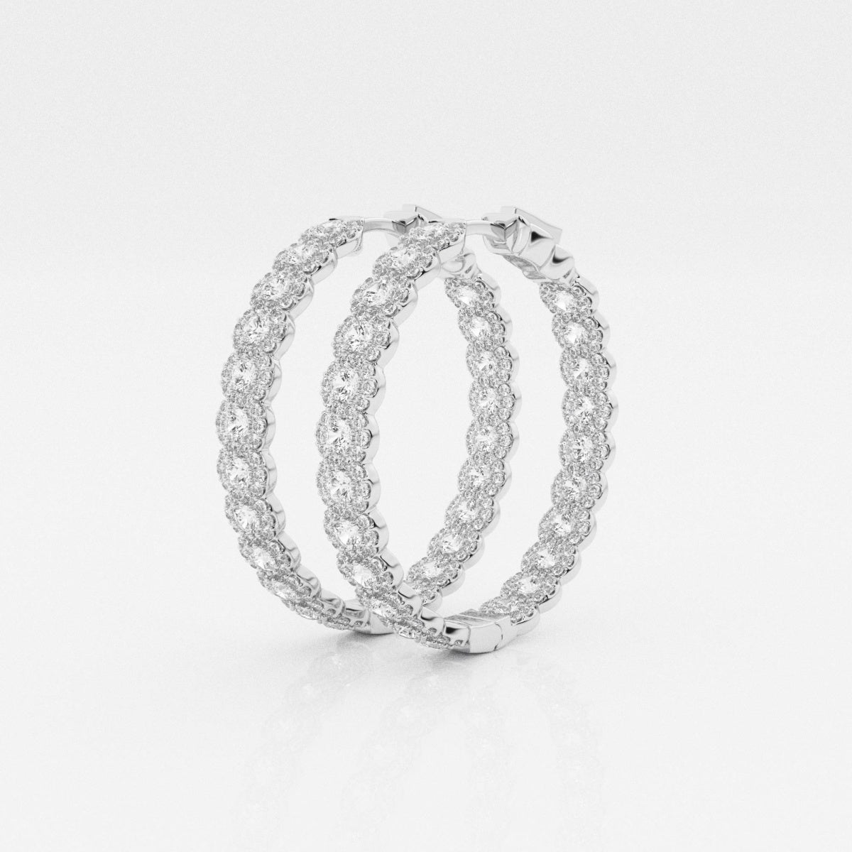 Round Moissanite Inside Out Halo Hoop Earrings