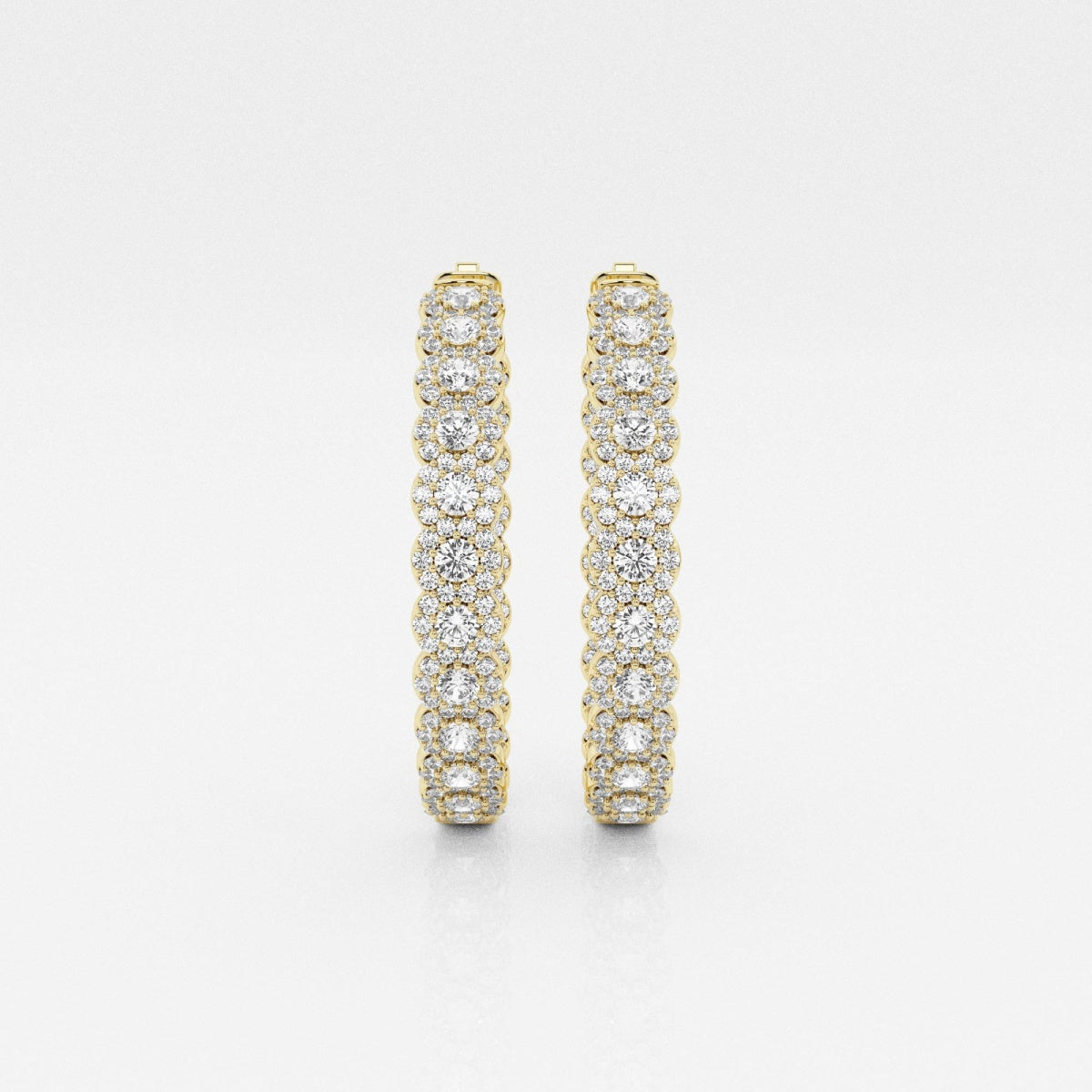 Round Moissanite Inside Out Halo Hoop Earrings