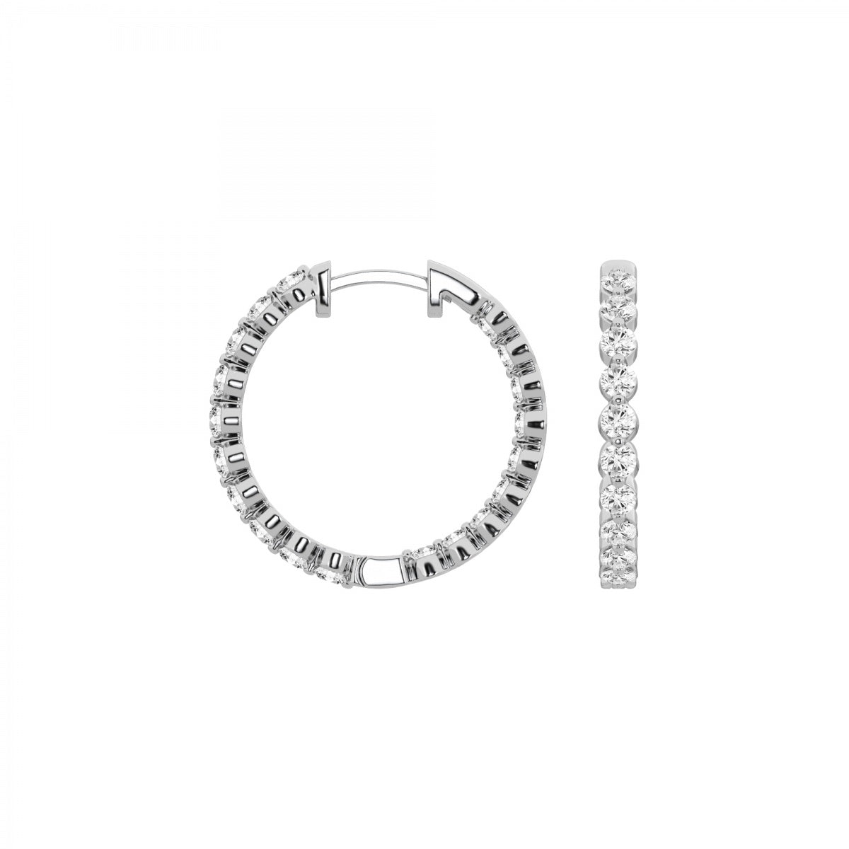 Round Moissanite Inside Out Floating Hoop Earrings