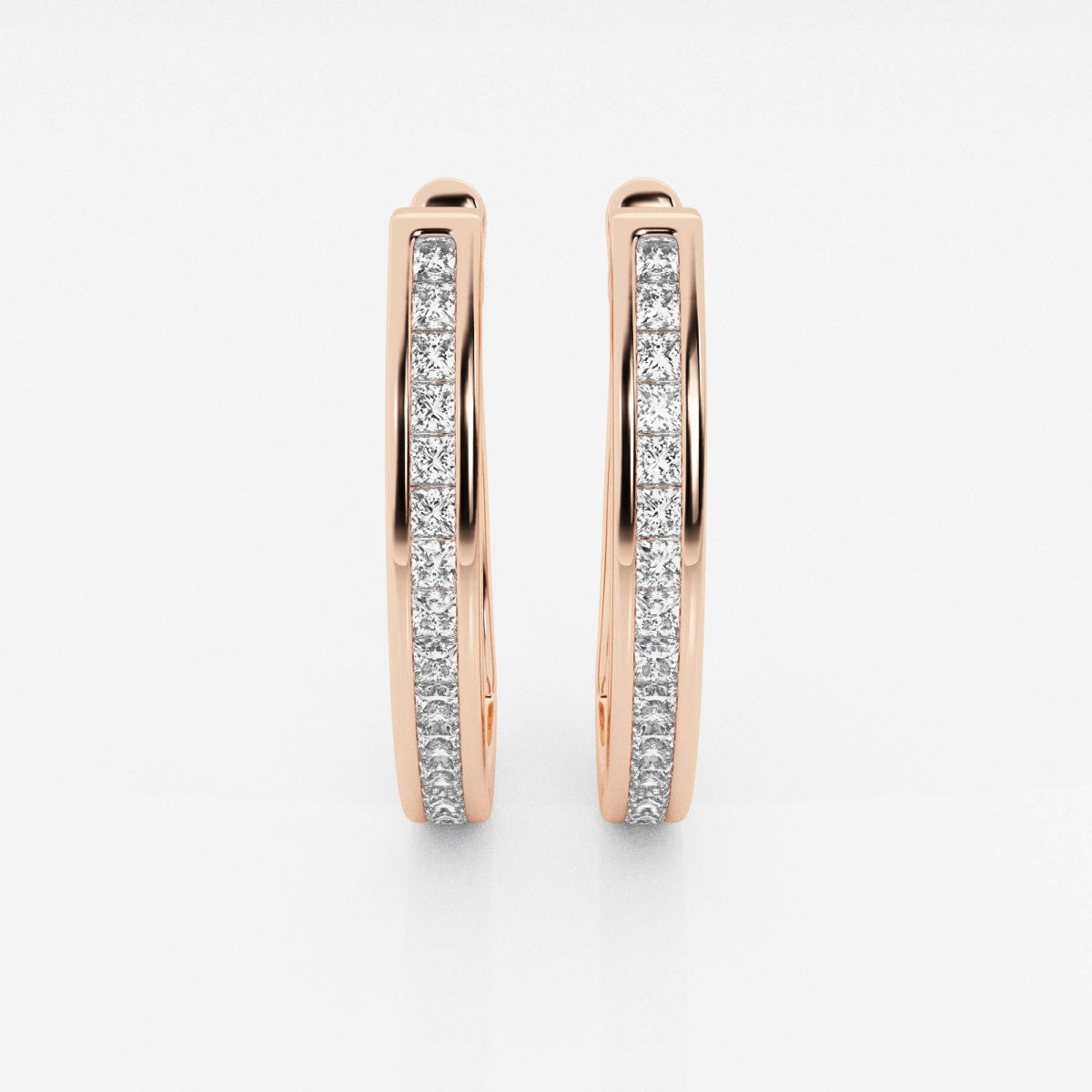 Princess Moissanite Channel Set Hoop Earrings