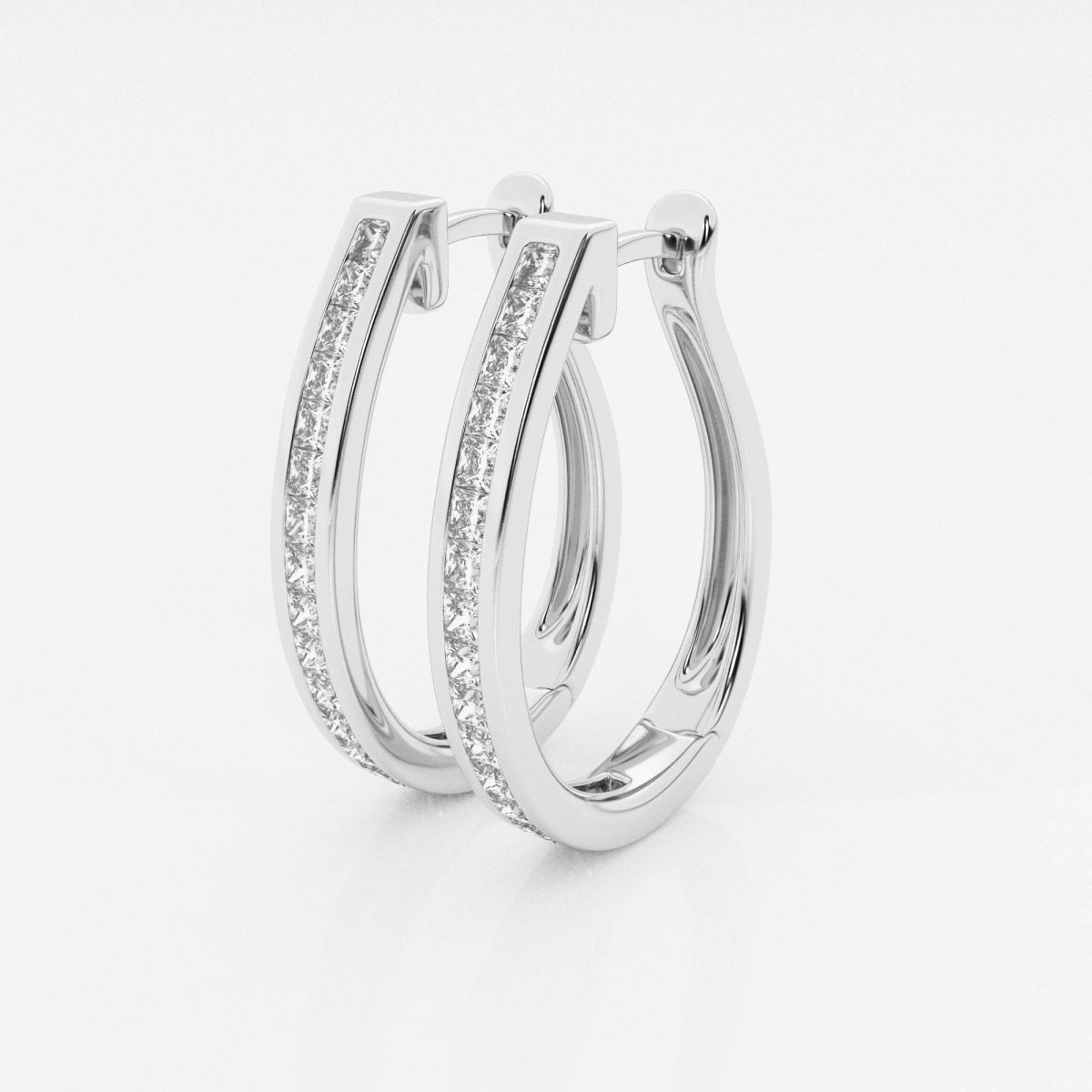 Princess Moissanite Channel Set Hoop Earrings