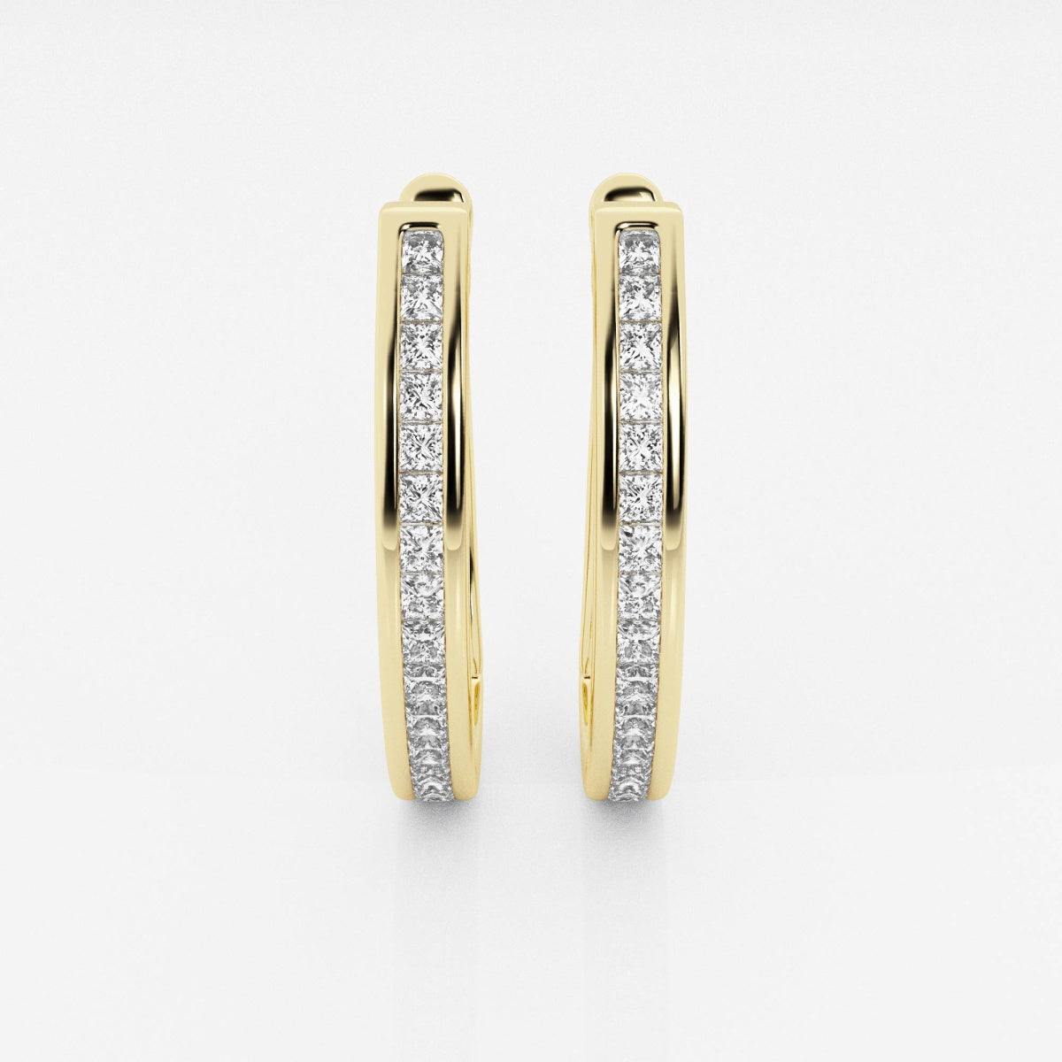 Princess Moissanite Channel Set Hoop Earrings