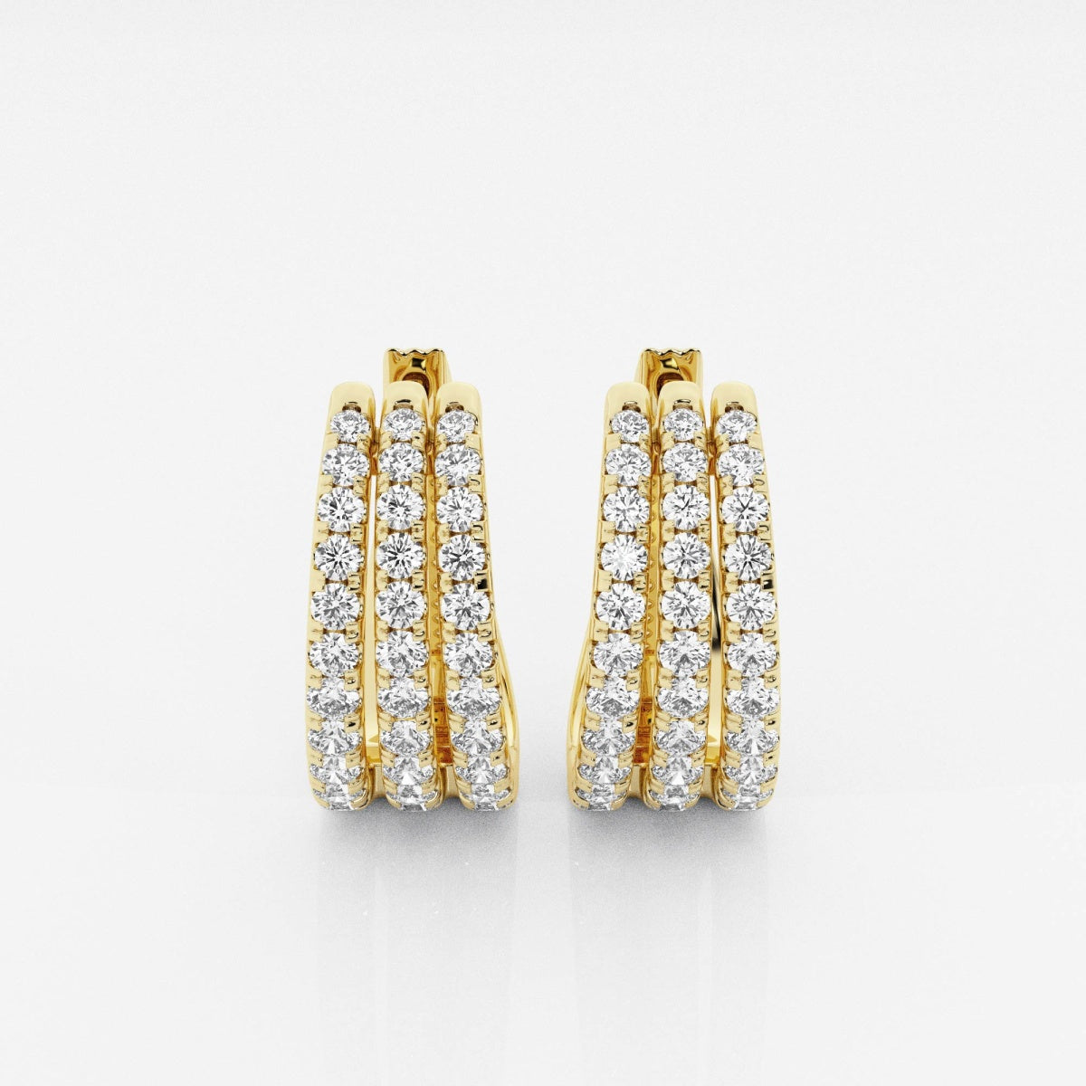 Round Moissanite Triple Row Hoop Earrings