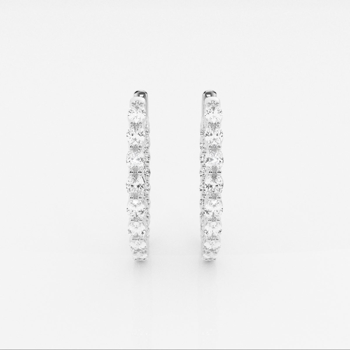 Oval Moissanite Inside Out Hoop Earrings