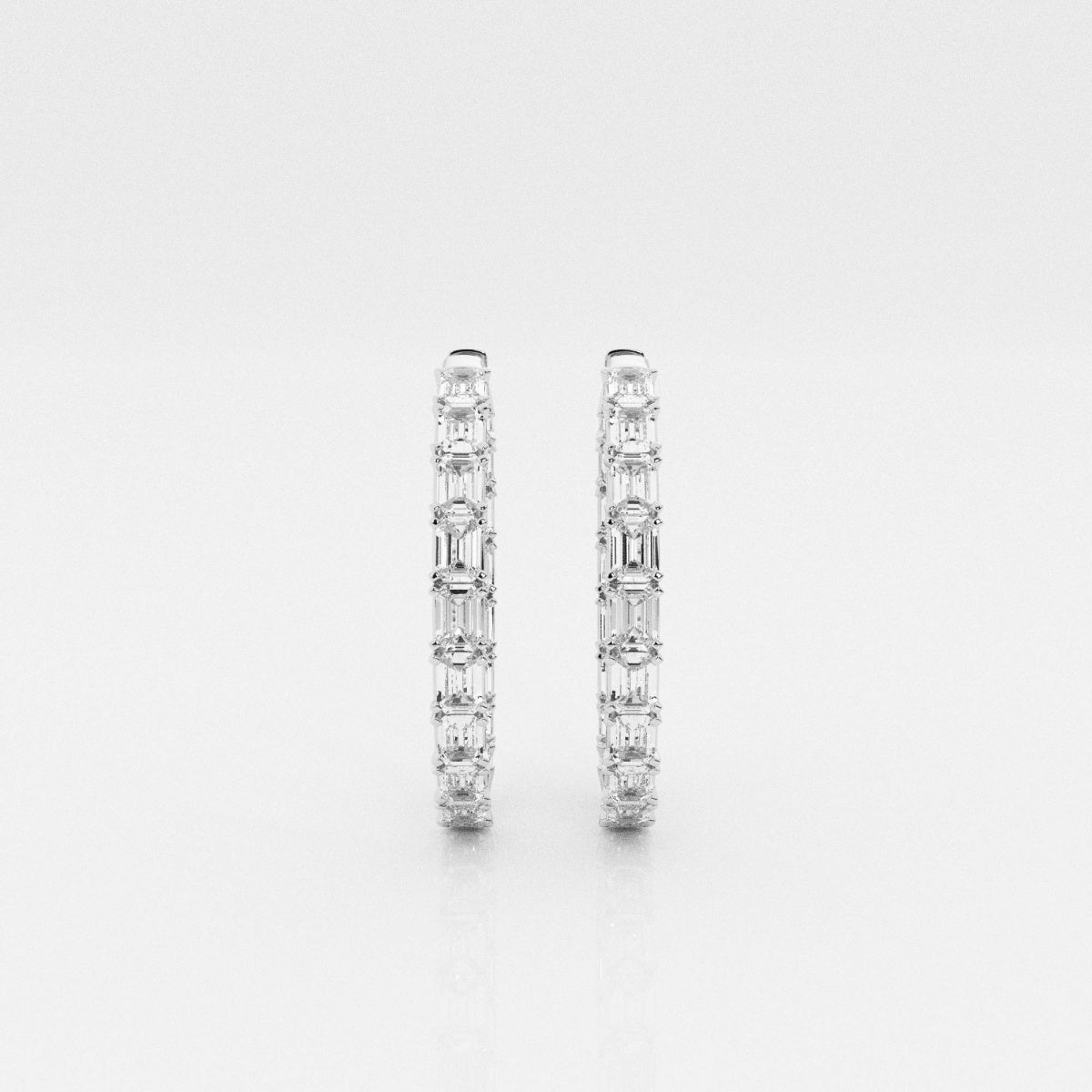 Emerald Moissanite Inside Out Hoop Earrings