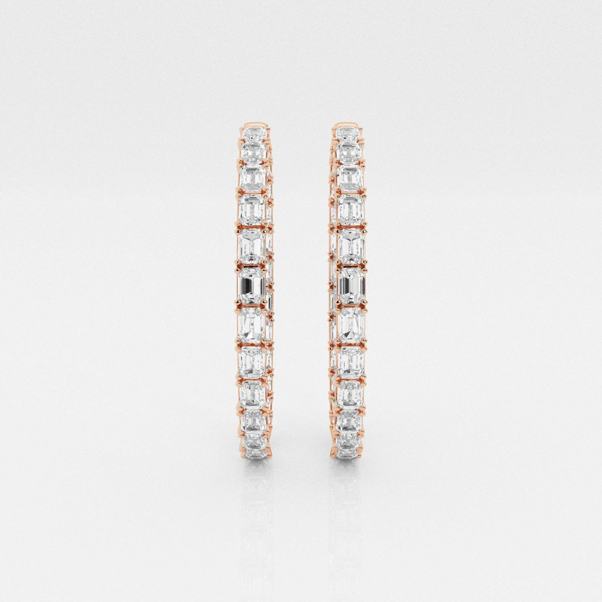 Emerald Moissanite Inside Out Hoop Earrings