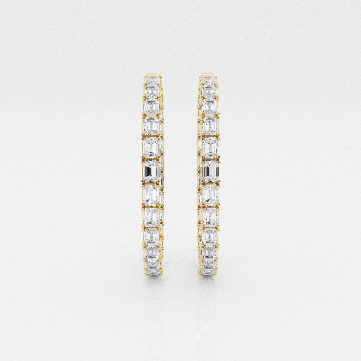 Emerald Moissanite Inside Out Hoop Earrings