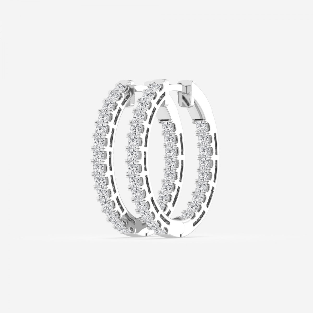 Princess Moissanite Hoop Earrings