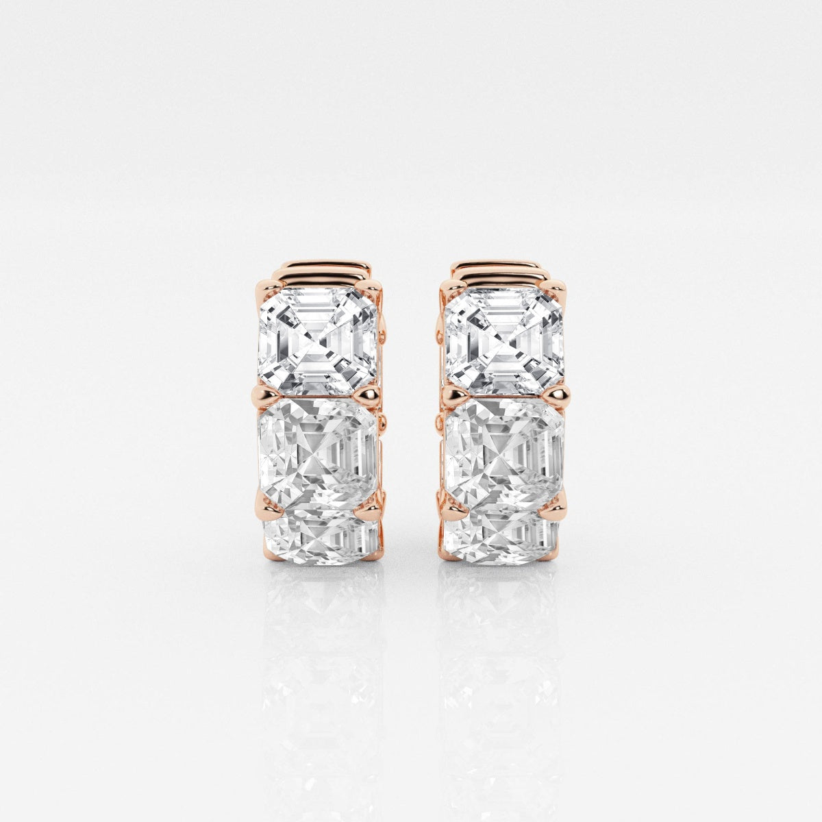 Asscher Moissanite Huggie Hoop Earrings