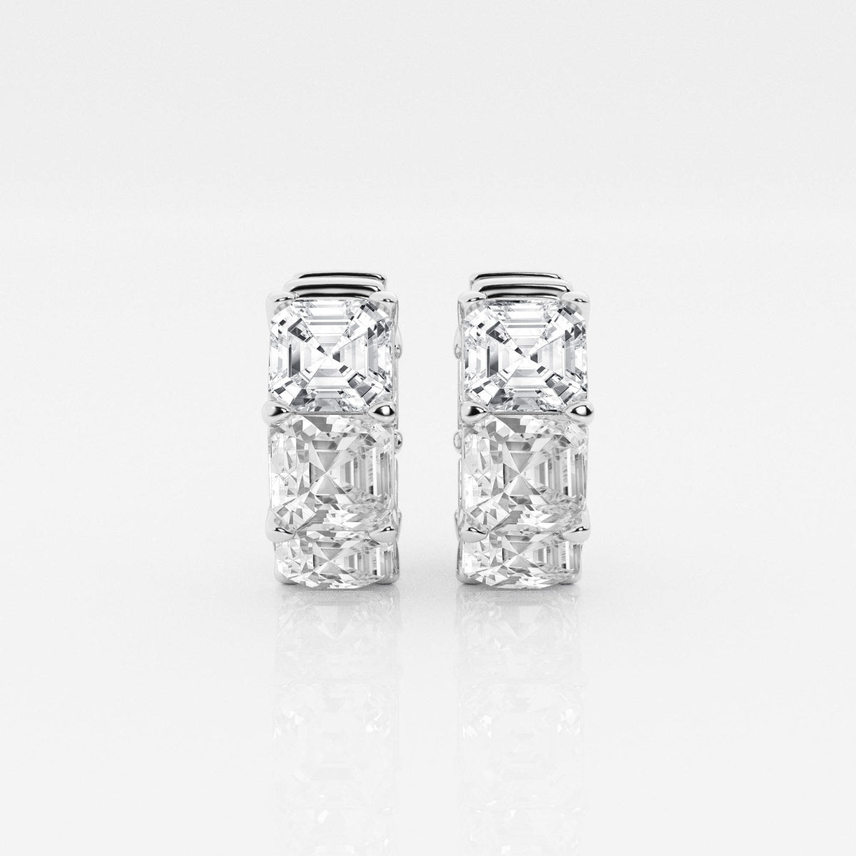 Asscher Moissanite Huggie Hoop Earrings