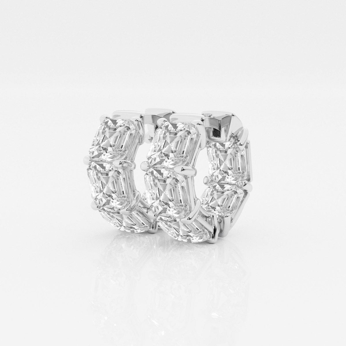Asscher Moissanite Huggie Hoop Earrings