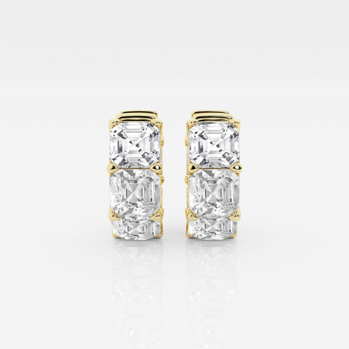 Asscher Moissanite Huggie Hoop Earrings