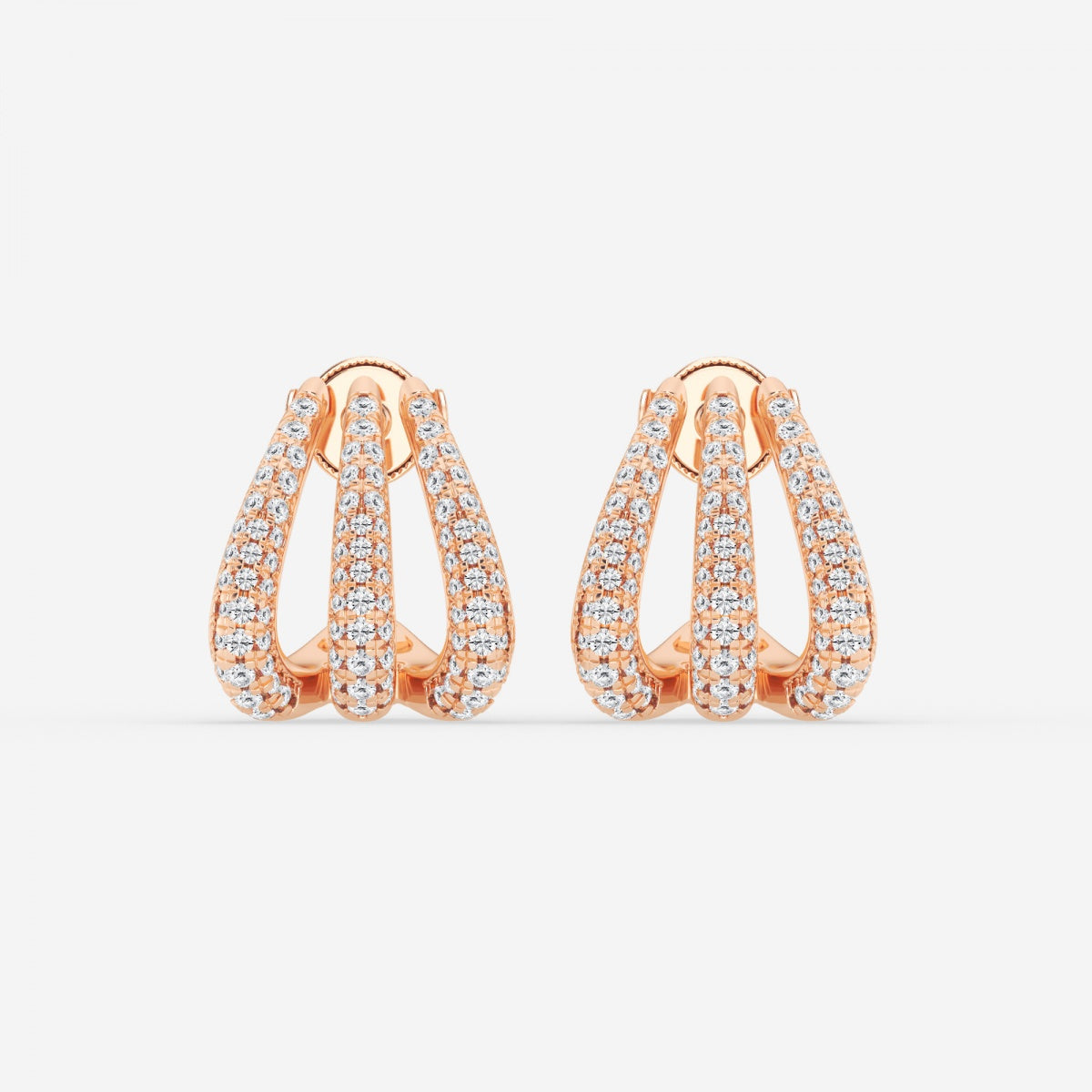Round Moissanite Triple Huggie Hoop Earrings