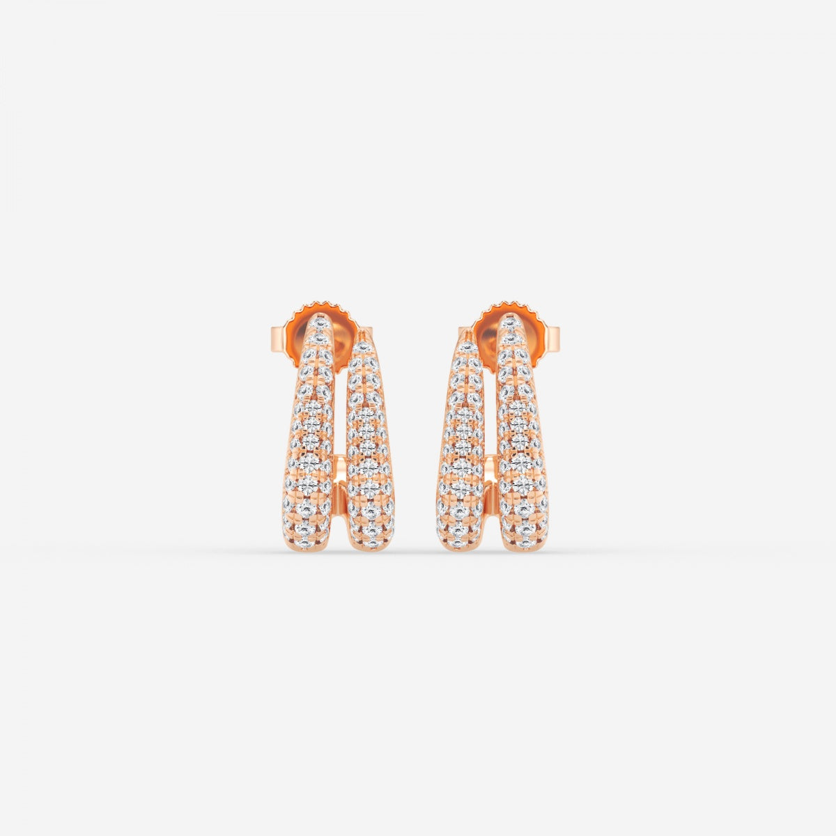 Round Moissanite Double Huggie Hoop Earrings