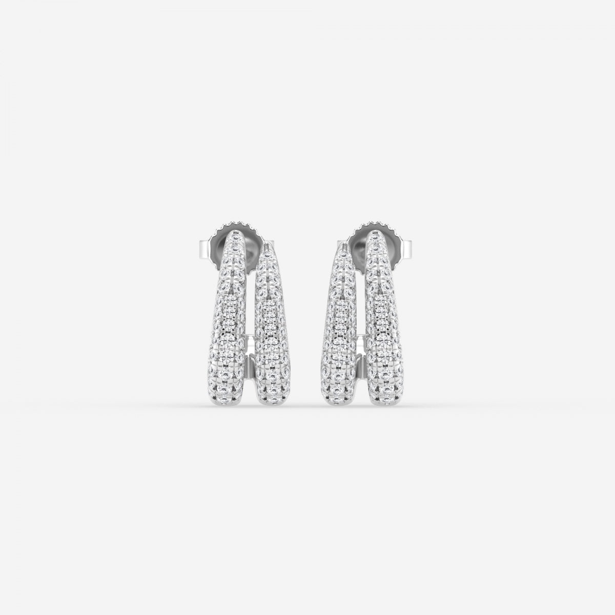 Round Moissanite Double Huggie Hoop Earrings