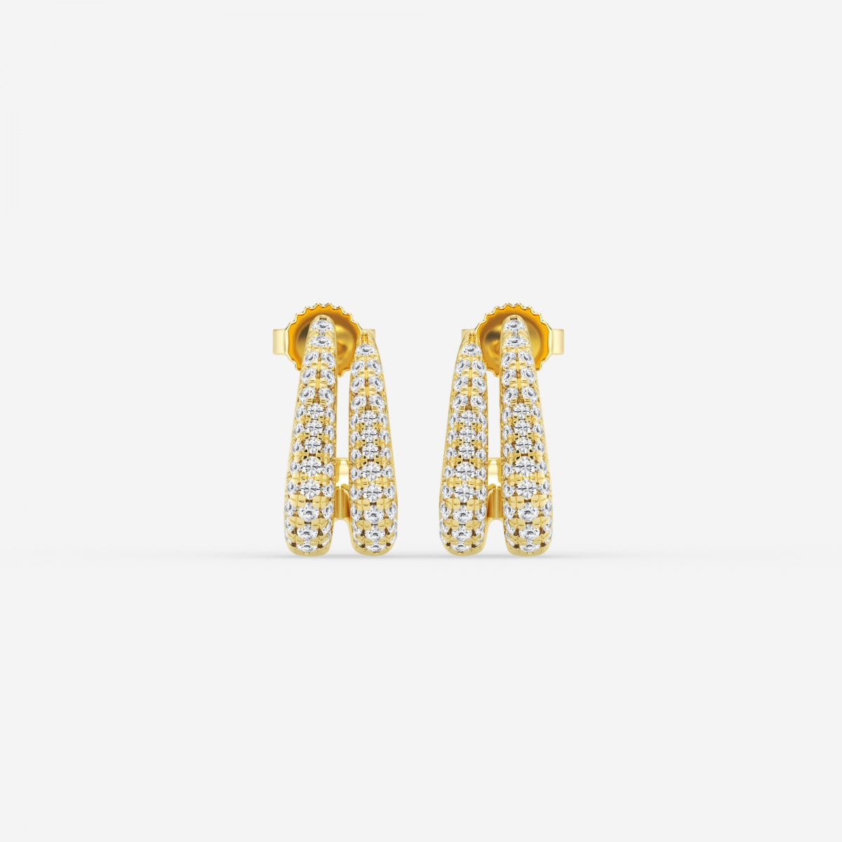 Round Moissanite Double Huggie Hoop Earrings