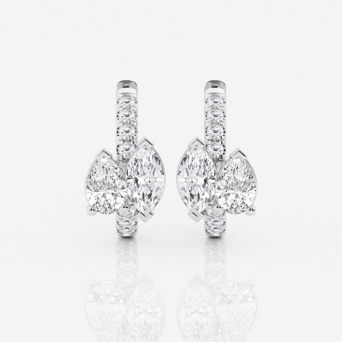 Marquise and Pear Moissanite Huggie Hoop Earrings