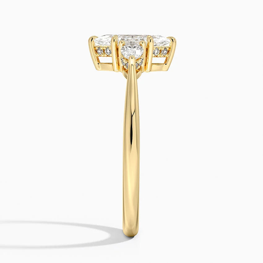 CUSTOM ORDER 3-Stone Marquis Ring with pear side stones and a shoulder accent