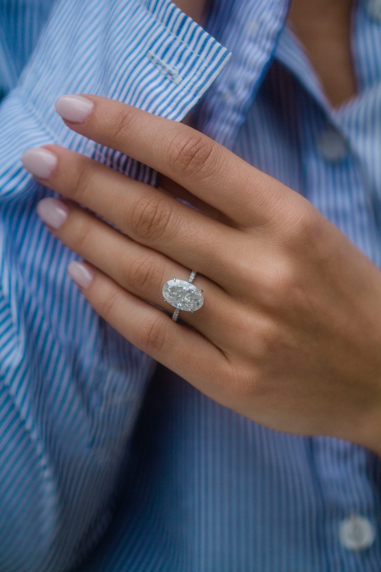 3 Carat Oval Cut with Knife Edge Micro Pavé Band