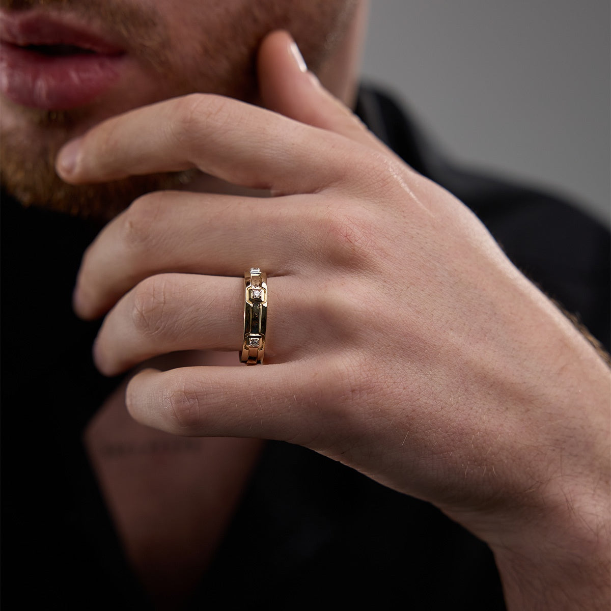 Round Moissanite Wedding Band
