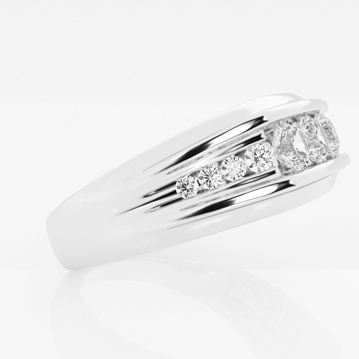 Round Moissanite Men's Channel Set Wedding Band