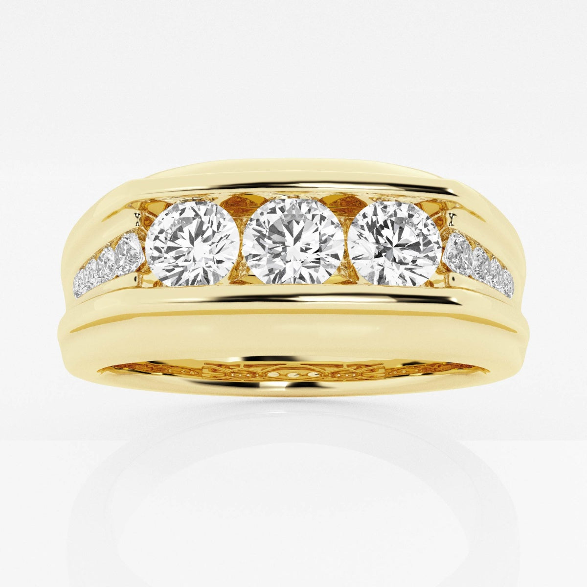 Round Moissanite Men's Channel Set Wedding Band