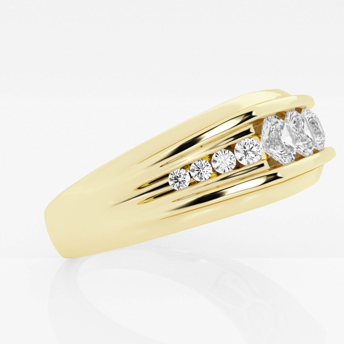 Round Moissanite Men's Channel Set Wedding Band
