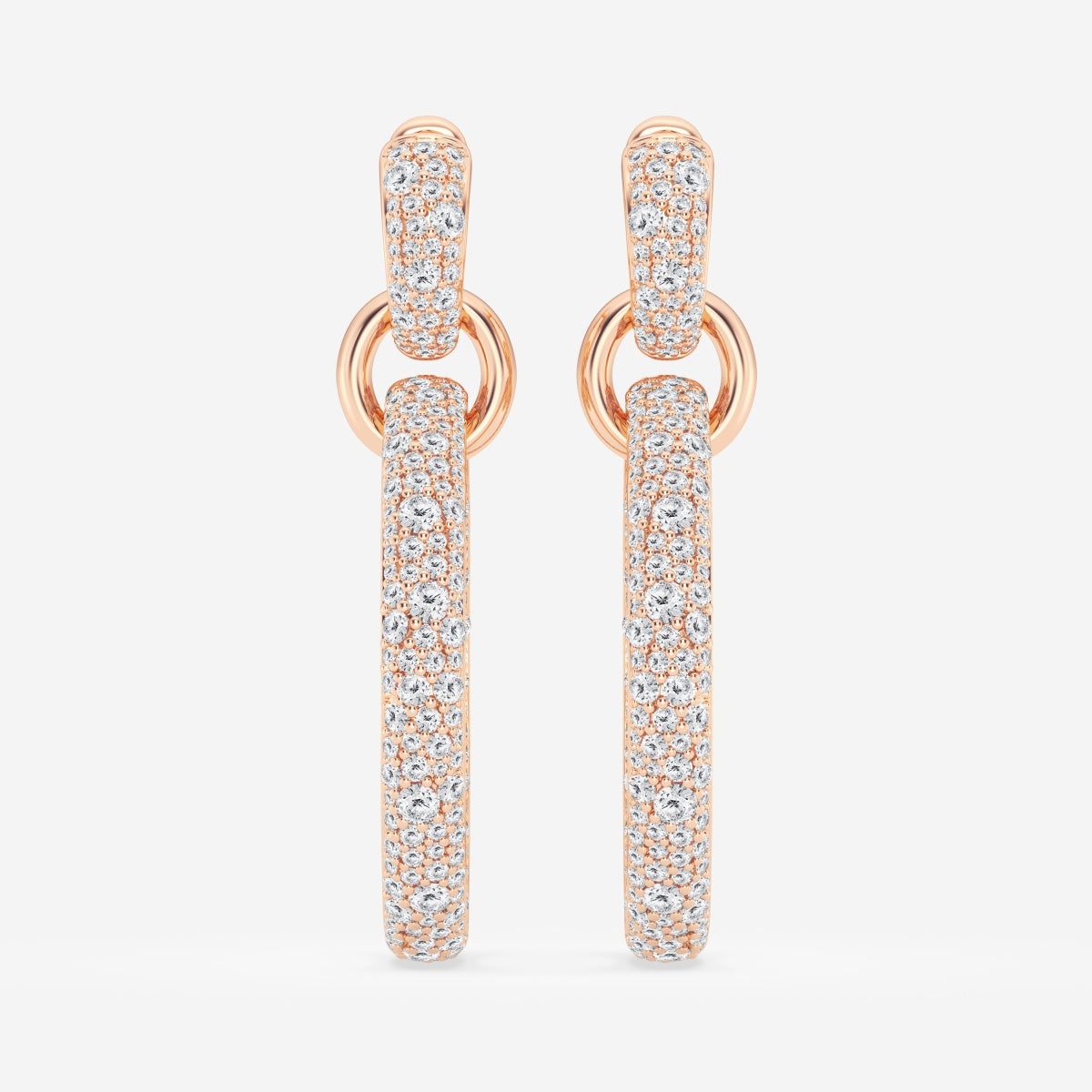 Round Moissanite Double Linked Hoop Earrings