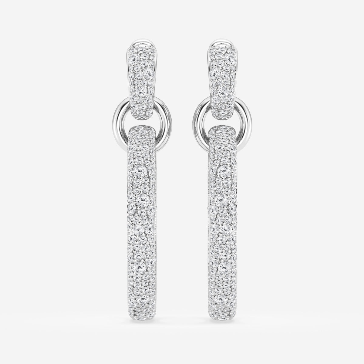 Round Moissanite Double Linked Hoop Earrings
