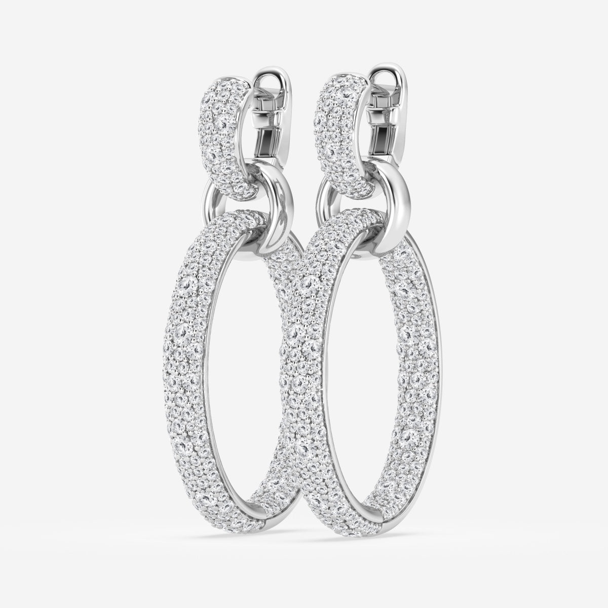 Round Moissanite Double Linked Hoop Earrings