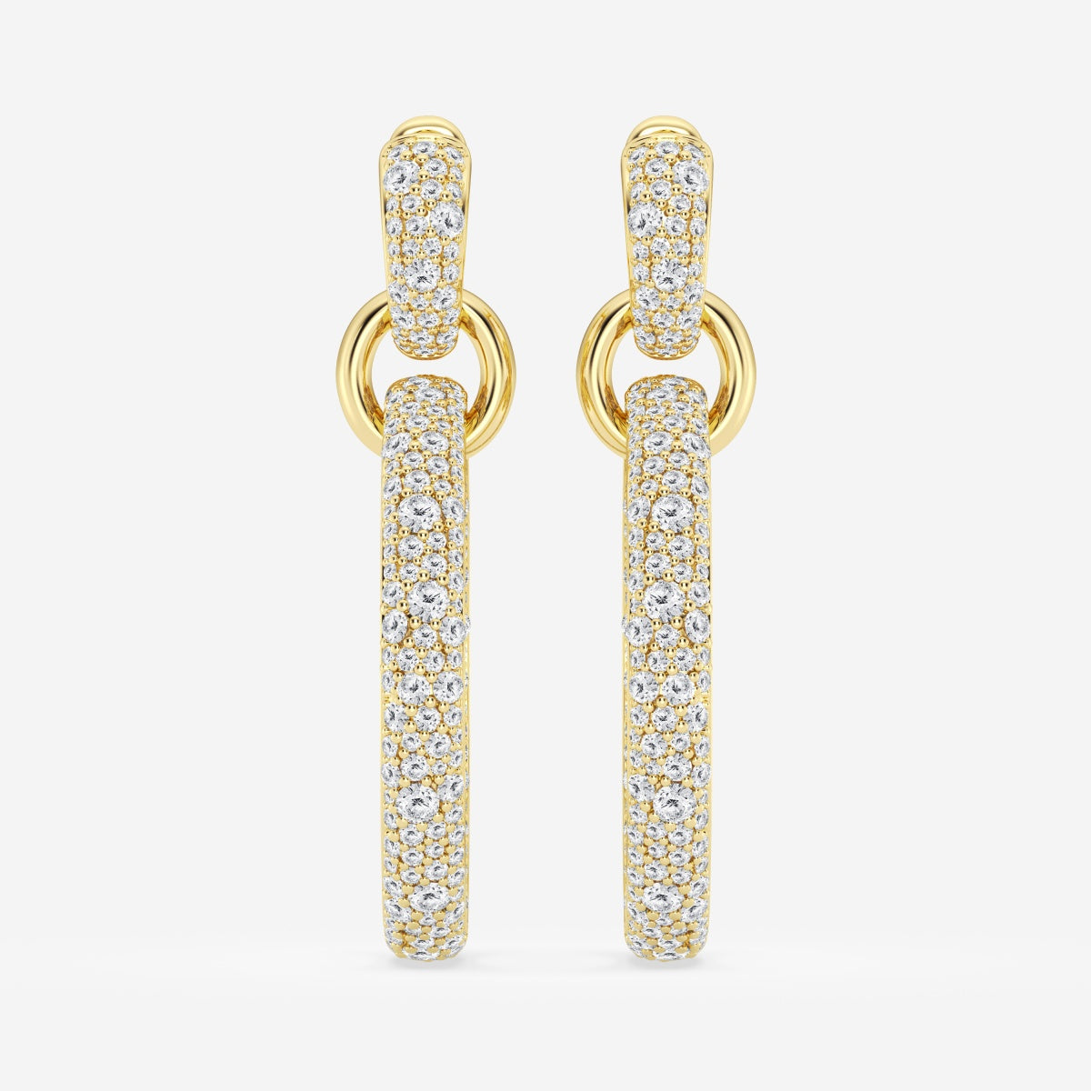 Round Moissanite Double Linked Hoop Earrings