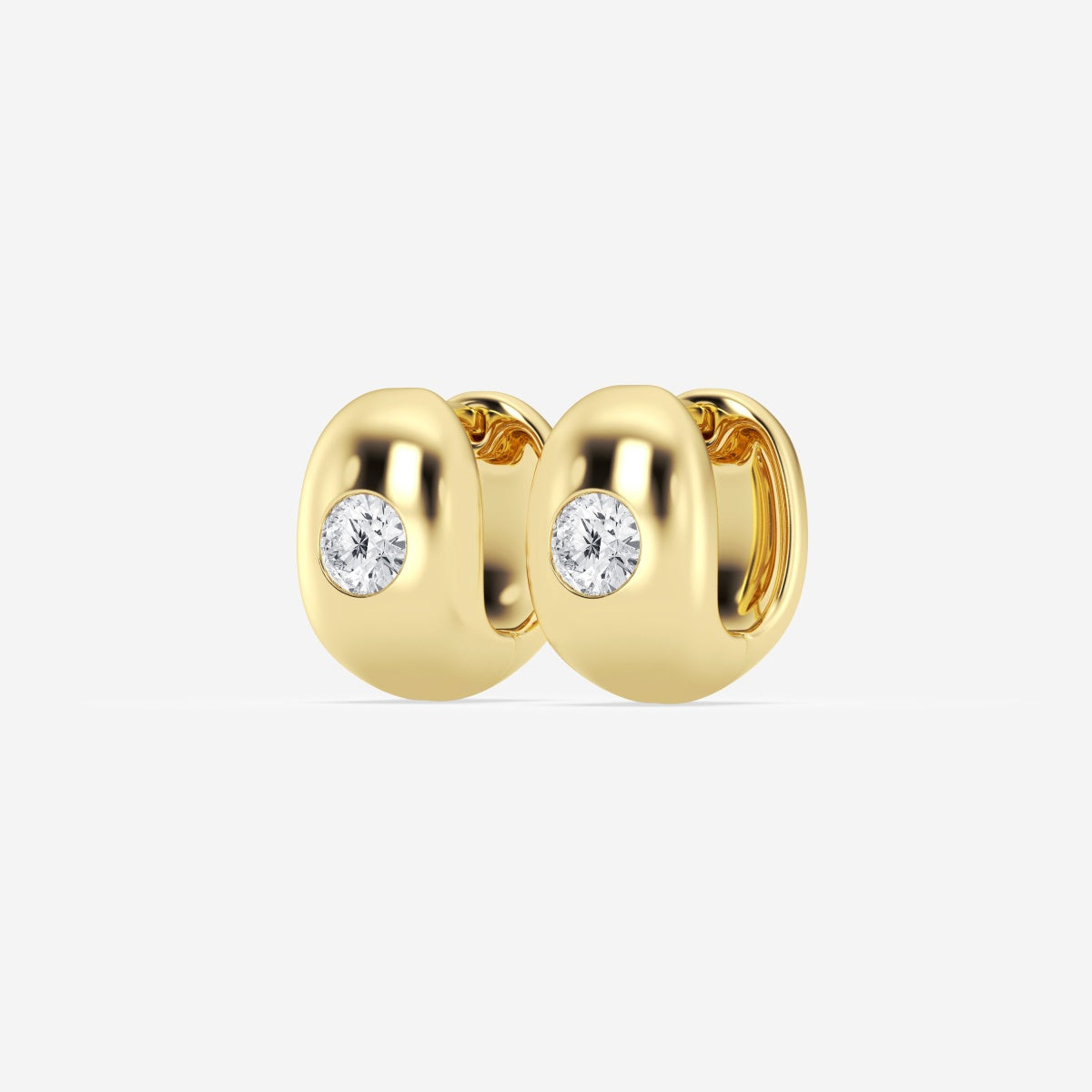 Round Moissanite Single Stone Hoop Earrings