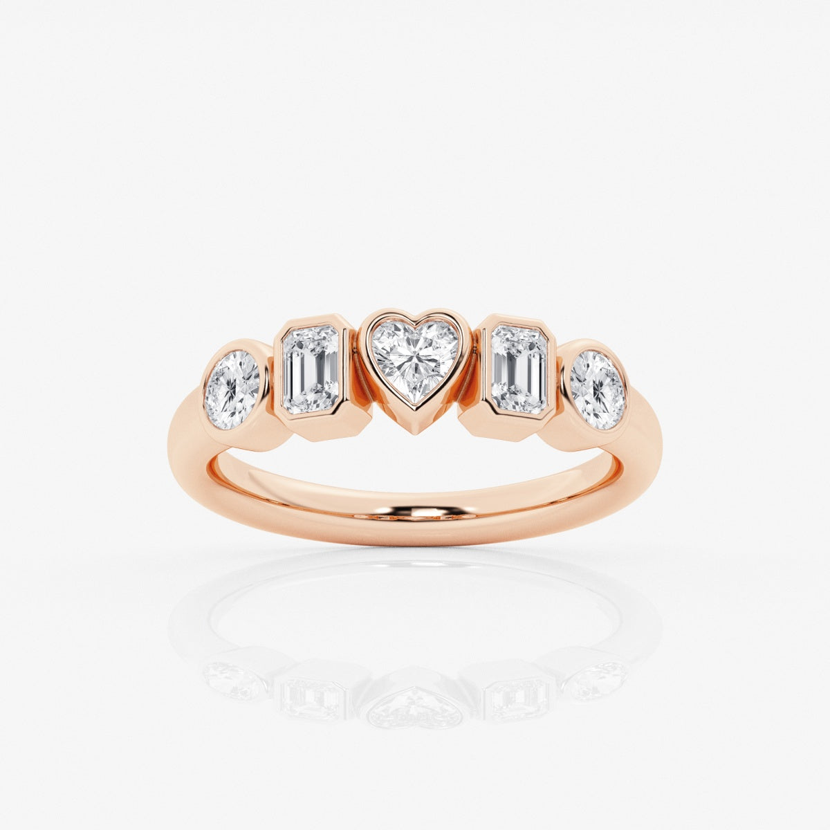 Multi-Shape Moissanite Bezel Five Stone Anniversary Band