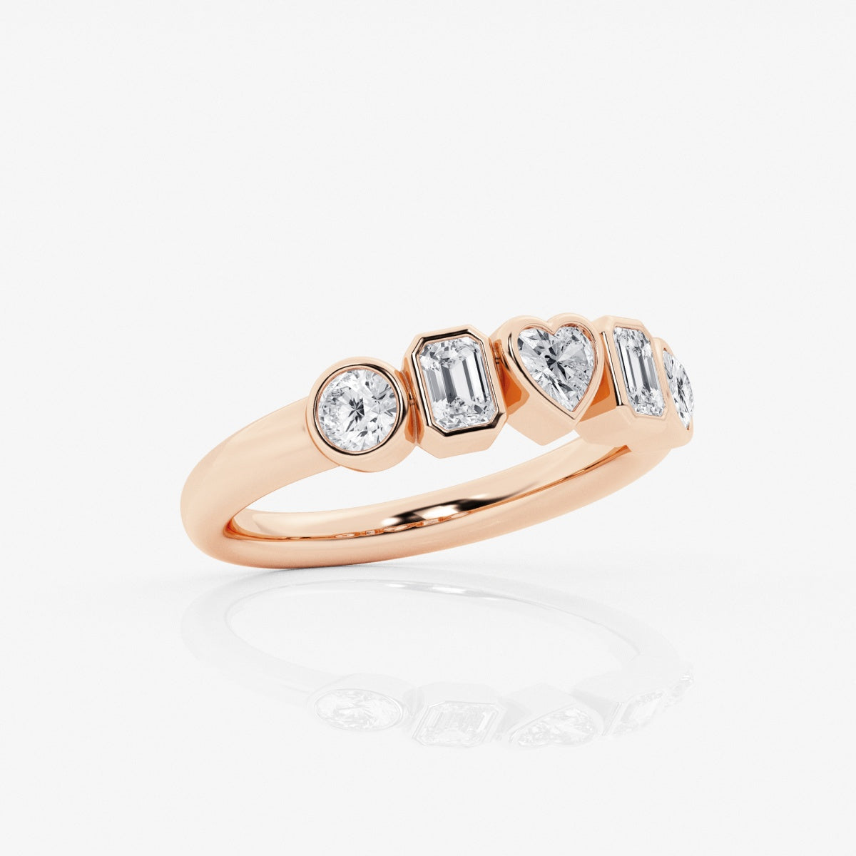 Multi-Shape Moissanite Bezel Five Stone Anniversary Band