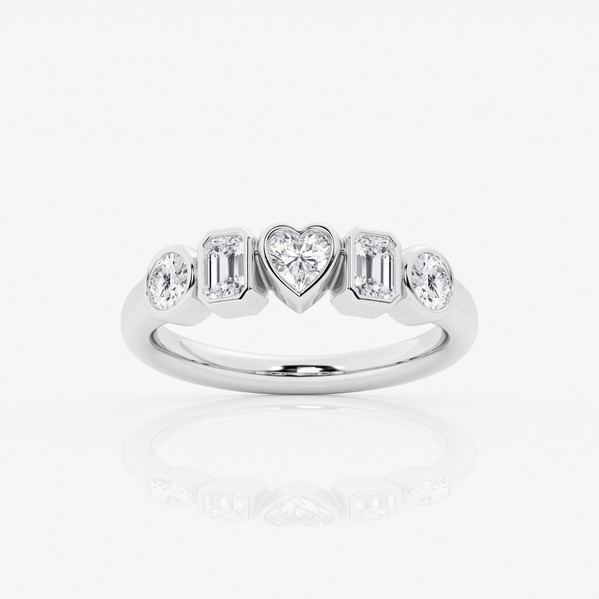 Multi-Shape Moissanite Bezel Five Stone Anniversary Band