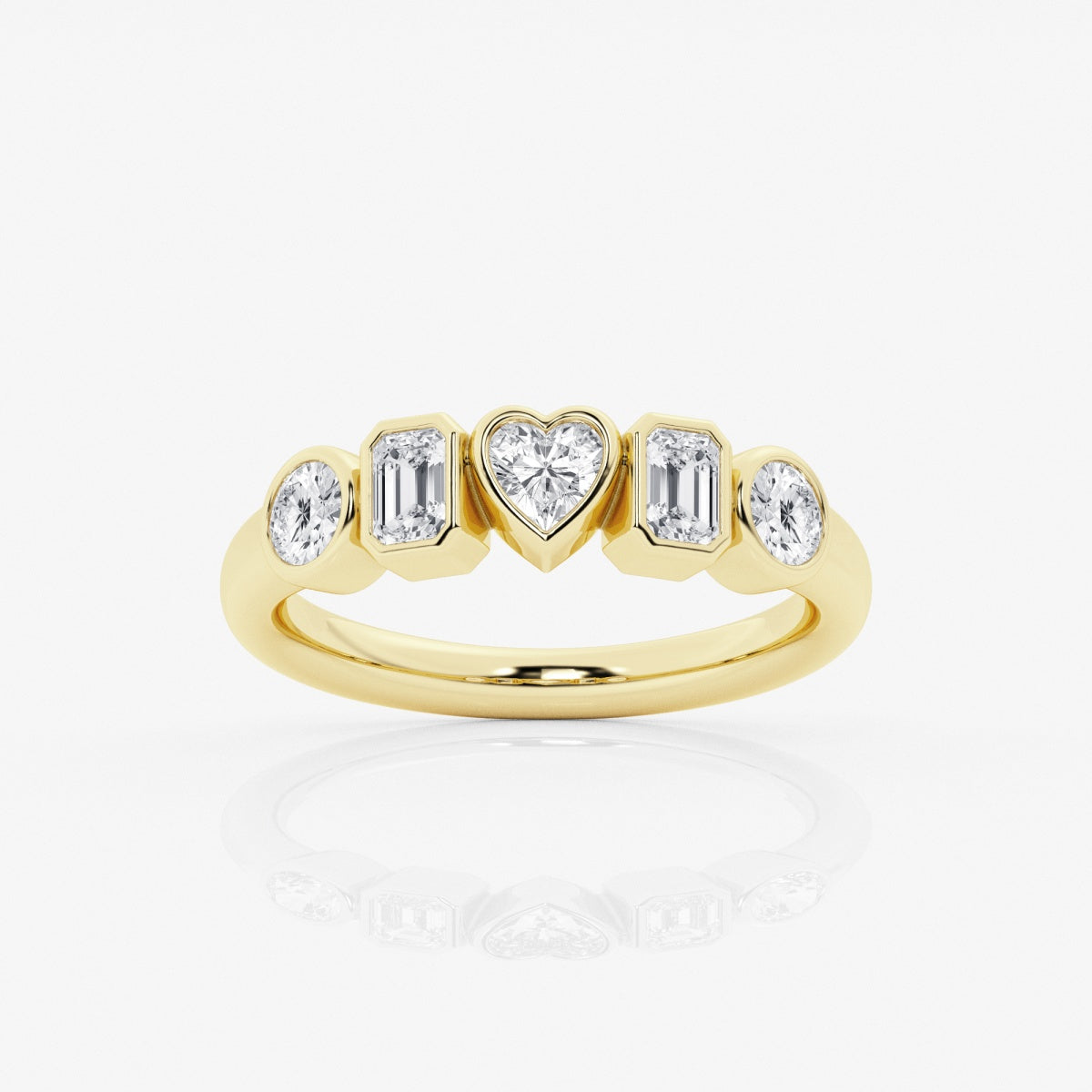 Multi-Shape Moissanite Bezel Five Stone Anniversary Band