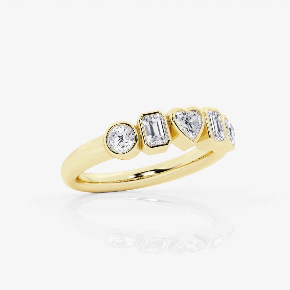 Multi-Shape Moissanite Bezel Five Stone Anniversary Band