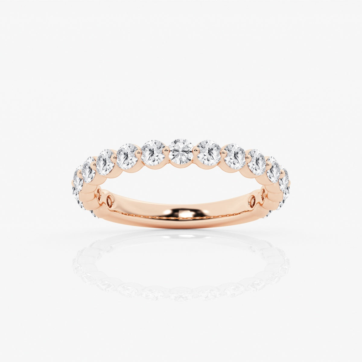 Round Moissanite Floating Demi Eternity Wedding Band