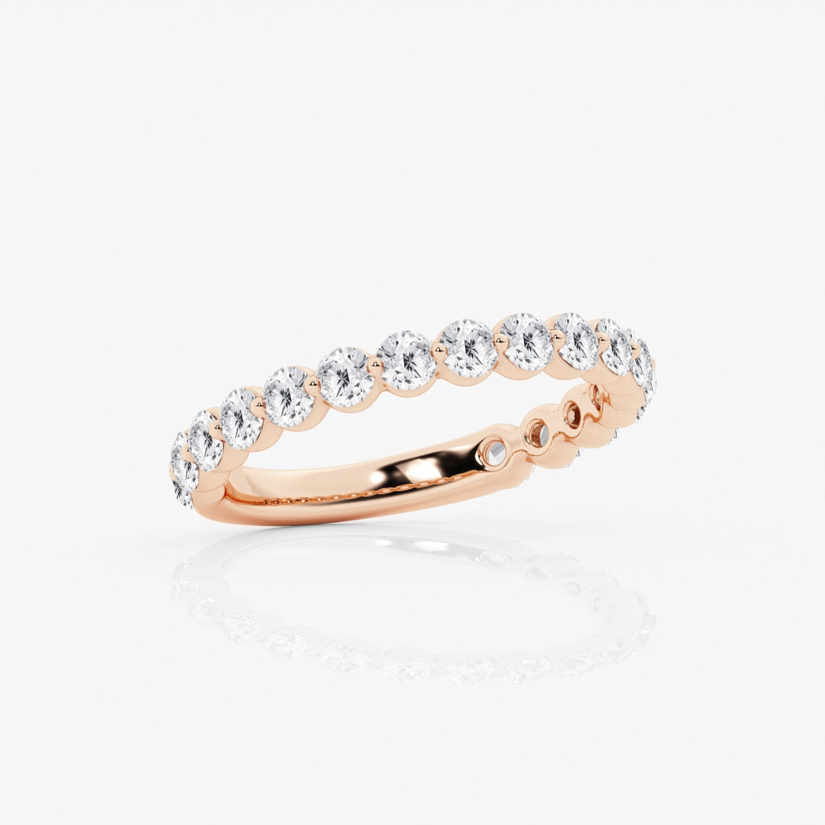 Round Moissanite Floating Demi Eternity Wedding Band