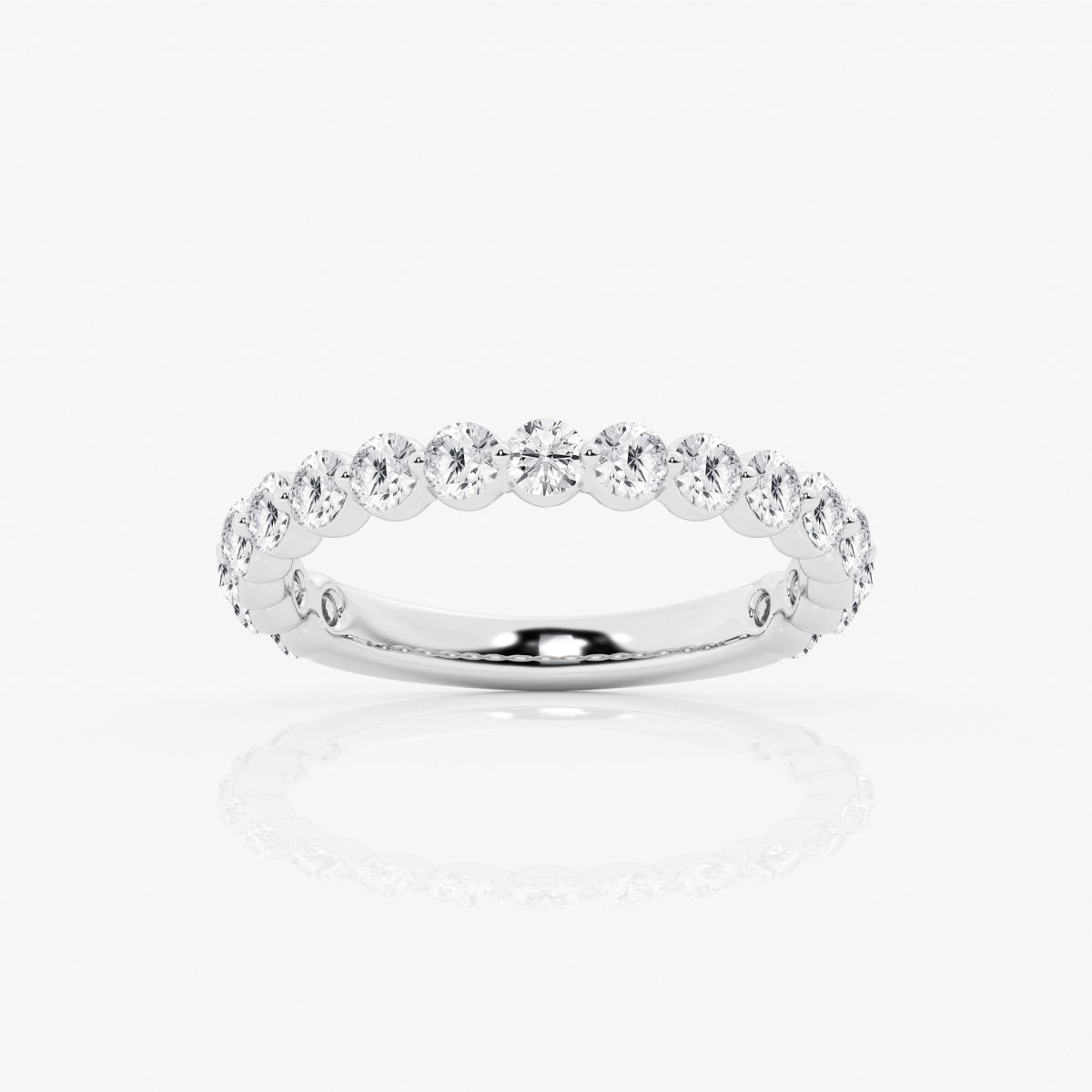 Round Moissanite Floating Demi Eternity Wedding Band