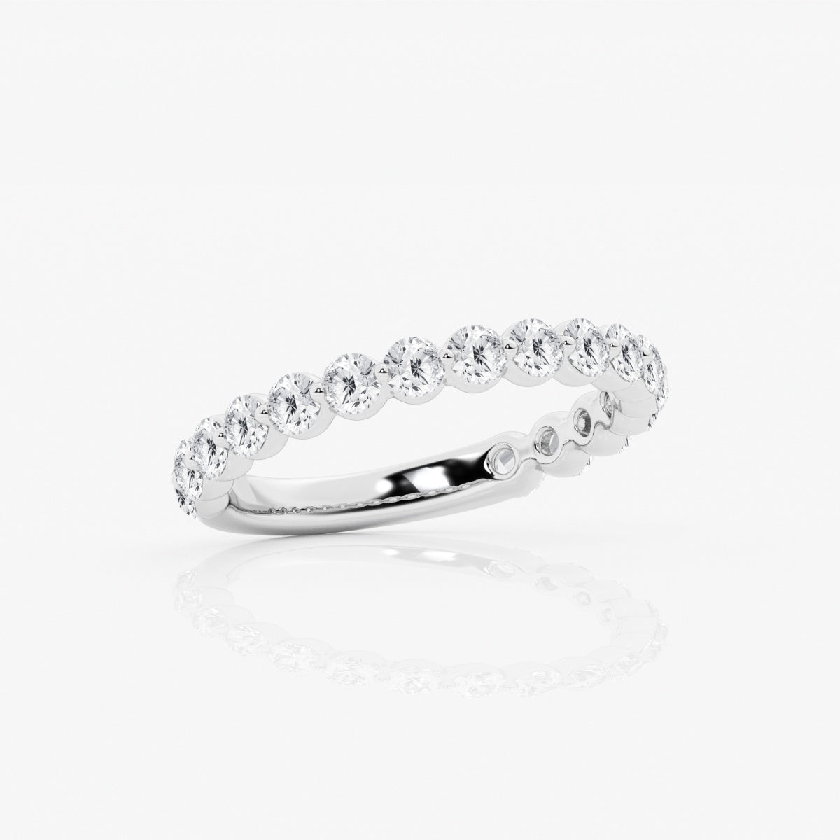 Round Moissanite Floating Demi Eternity Wedding Band