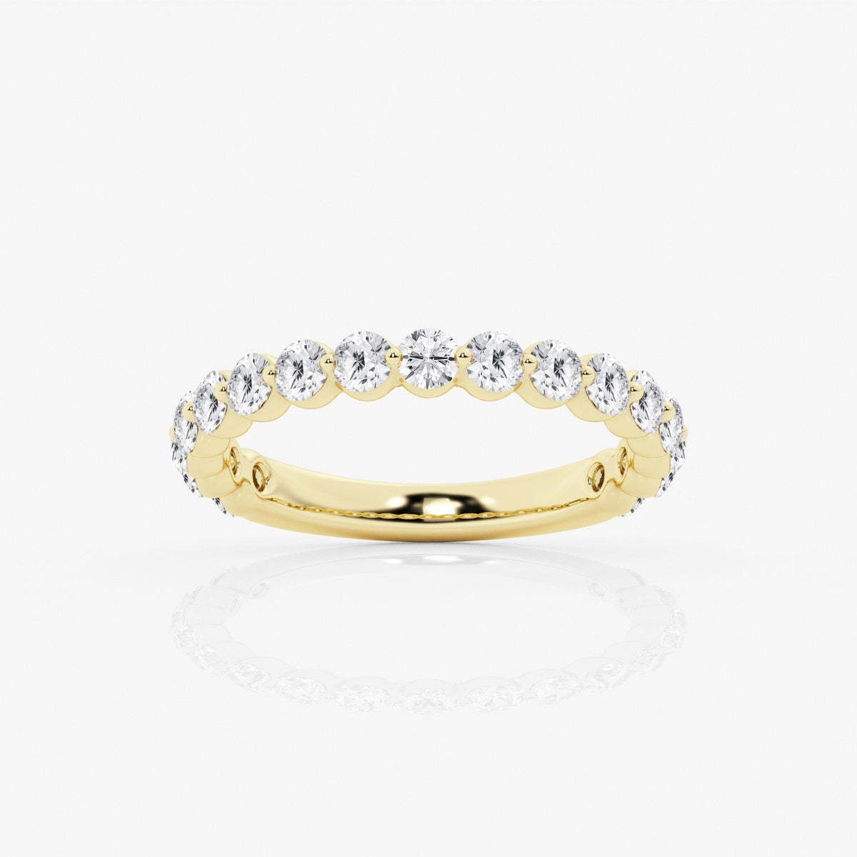 Round Moissanite Floating Demi Eternity Wedding Band